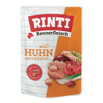 RINTI Kennerfleisch Nassfutter Hund, Adult, Pouch Huhn 10x400 g