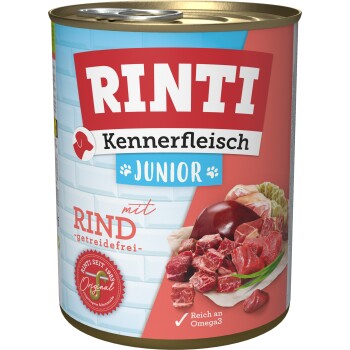 RINTI Kennerfleisch Nassfutter Hund, Junior, Dose Rind 12x800 g