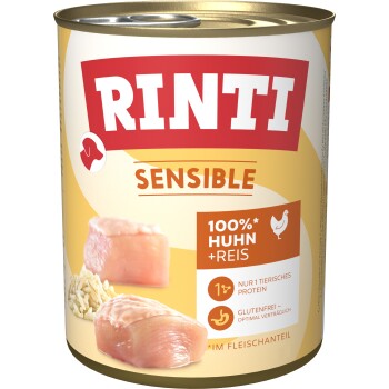 RINTI Sensible Nassfutter Hund, Adult, Dose, Huhn und Reis 12x800 g