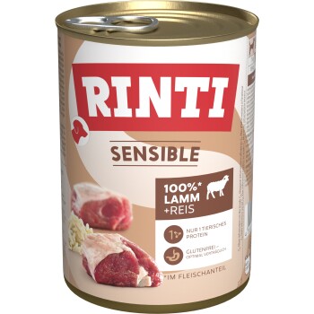 RINTI Sensible Nassfutter Hund, Adult, Dose Lamm und Reis 12x400 g