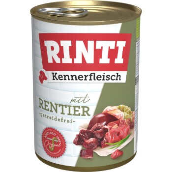 RINTI Kennerfleisch Nassfutter Hund, Adult, Dose, Rentier 12x400 g