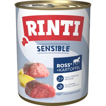 RINTI Sensible Nassfutter Hund, Adult, Dose, Ross und Hühnerleber 6x800 g