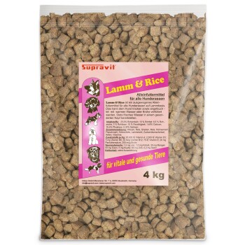 Supravit Hundefutter trocken getreidefrei schmackhaftes Trockenfutter Hund mit Lamm & Reis I Trockenfutter für Hunde mit hochwertigen Proteinen & gesunden Kohlenhydraten I gut verträglich 4 kg