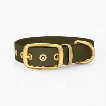 THE DOG IDEA Biothane Halsband Gold Khaki L
