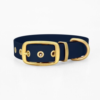 THE DOG IDEA Biothane Halsband Gold Navy XXL