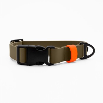 THE DOG IDEA Biothane Halsband Khaki Klickverschluss neon orange XS