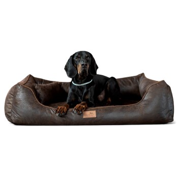 Tierlando ALBERTO ORTHO Orthopädisches Hundebett mit Velours Vintage braun 1 m, 25 cm, 75 cm