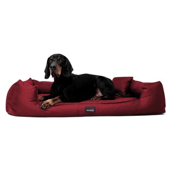 Tierlando GOOFY - Orthopädisches Hundebett aus Polyester inkl. Matratzenschoner dunkelrot 90 cm, 22 cm, 75 cm
