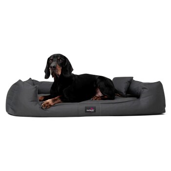 Tierlando GOOFY - Orthopädisches Hundebett aus Polyester inkl. Matratzenschoner schwarz/ graphit 1,3 m, 25 cm, 1 m