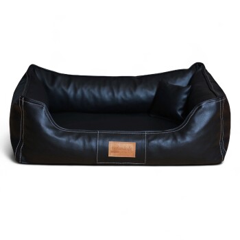 Tierlando ® Orthopädisches Hundebett Maddox Kunstleder Hundesofa Mittelgroß Große Hunde Hundesofa XL XXL schwarz 1 m, 25 cm, 75 cm