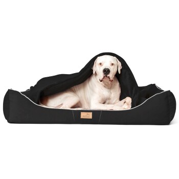 Tierlando RUDOLPH - Orthopädisches Hundebett inkl. Schonbezug mit Hundedecke schwarz 1,3 m, 25 cm, 1 m