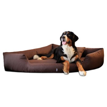 Tierlando ® TRIVIA | Orthopädisches Eckhundebett Polyester Hundebett Dreieckbett braun 1,2 m, 25 cm, 1,2 m