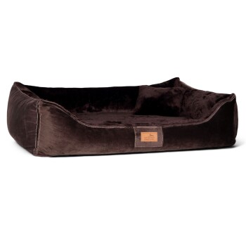 Tierlando FLOYD - Ultraweiches orthopädisches Hundebett High-Tech-Velours und Plüsch VISCO braun 80 cm, 22 cm, 60 cm