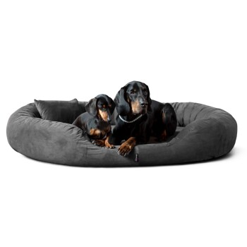 Tierlando ® Orthopädisches Hundebett Sammy VISCO | High-Tech-Velours | L - XXXXL schwarz/ graphit 1,4 m, 30 cm, 1,05 m