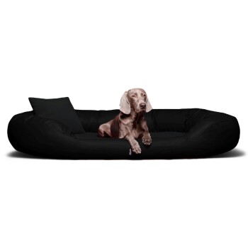 Tierlando ® Orthopädisches Hundebett Sammy VISCO | Kunstleder - High-Tech-Velours schwarz 1,4 m, 30 cm, 1,05 m