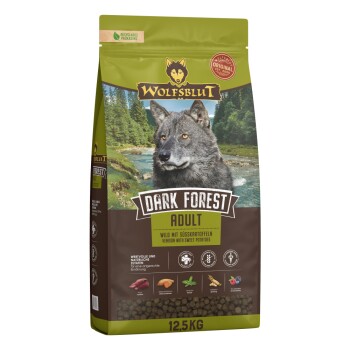 WOLFSBLUT Dark Forest Hund Trockenfutter, Adult Wild und Süßkartoffel 12,5 kg