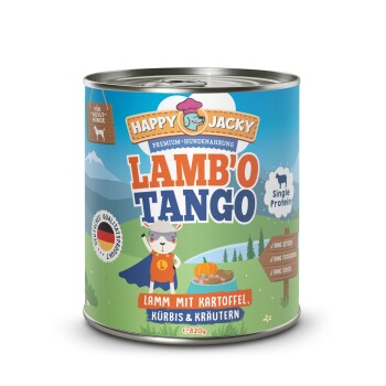 HAPPY JACKY Nassfutter Monoprotein Lamm und Kartoffel 6x820 g