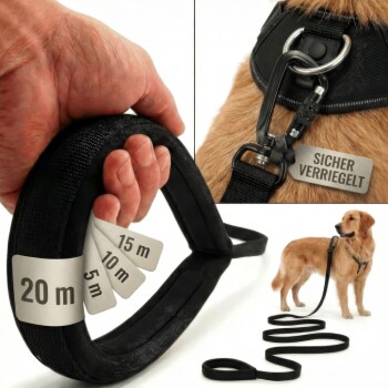 HUND IST KÖNIG ® Hunde Schleppleine mit Sicherheitskarabiner & gepolsterter Handschlaufe 20 m