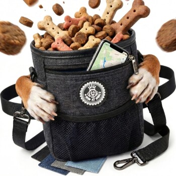 HUND IST KÖNIG ® Premium Leckerlibeutel für Hunde | Robuster Futterbeutel Hunde mit viel Stauraum anthrazit/ schwarz