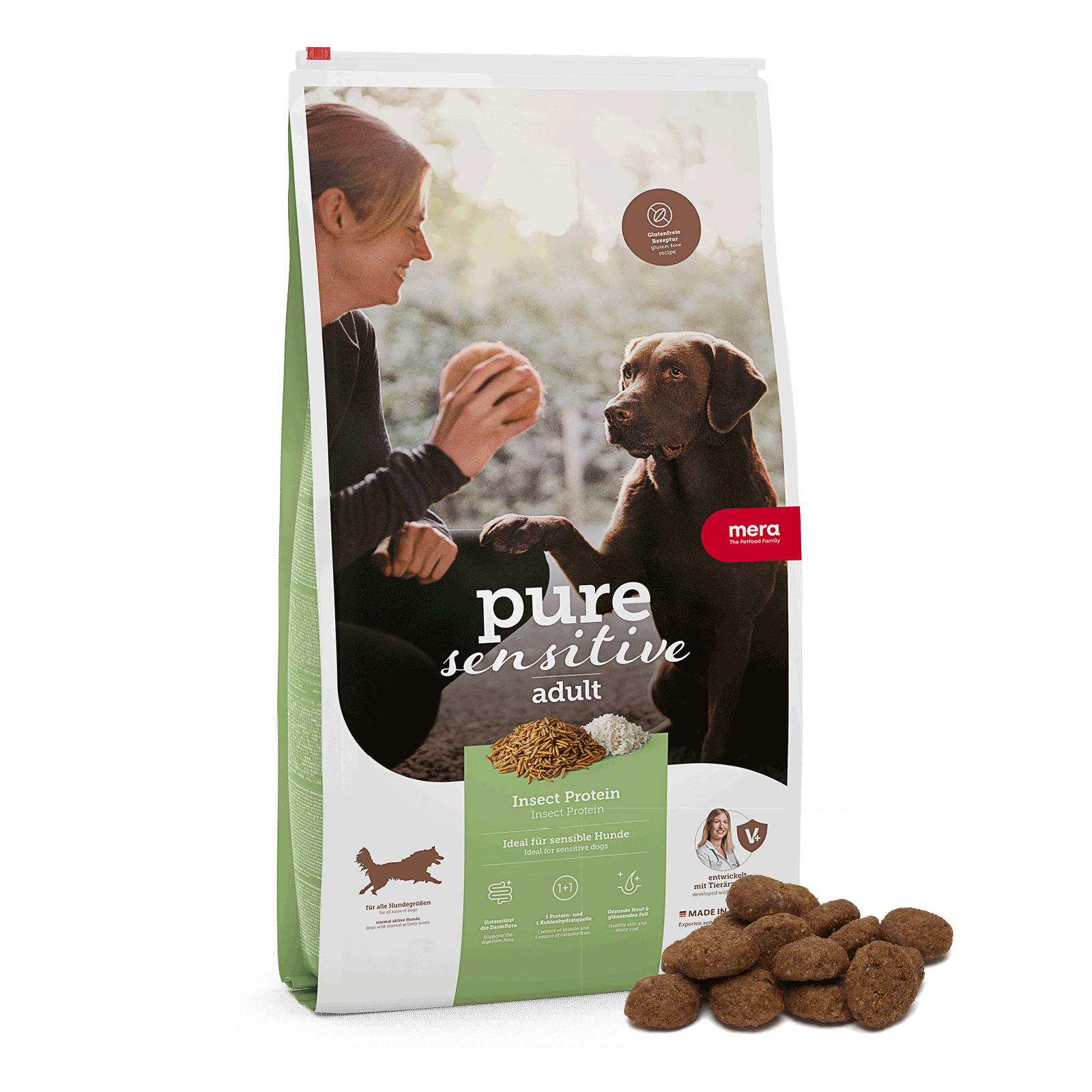 Insektenfutter für Hunde 12,5kg - leicht verdauliches Trockenfutter - mera pure sensitive Insect Protein