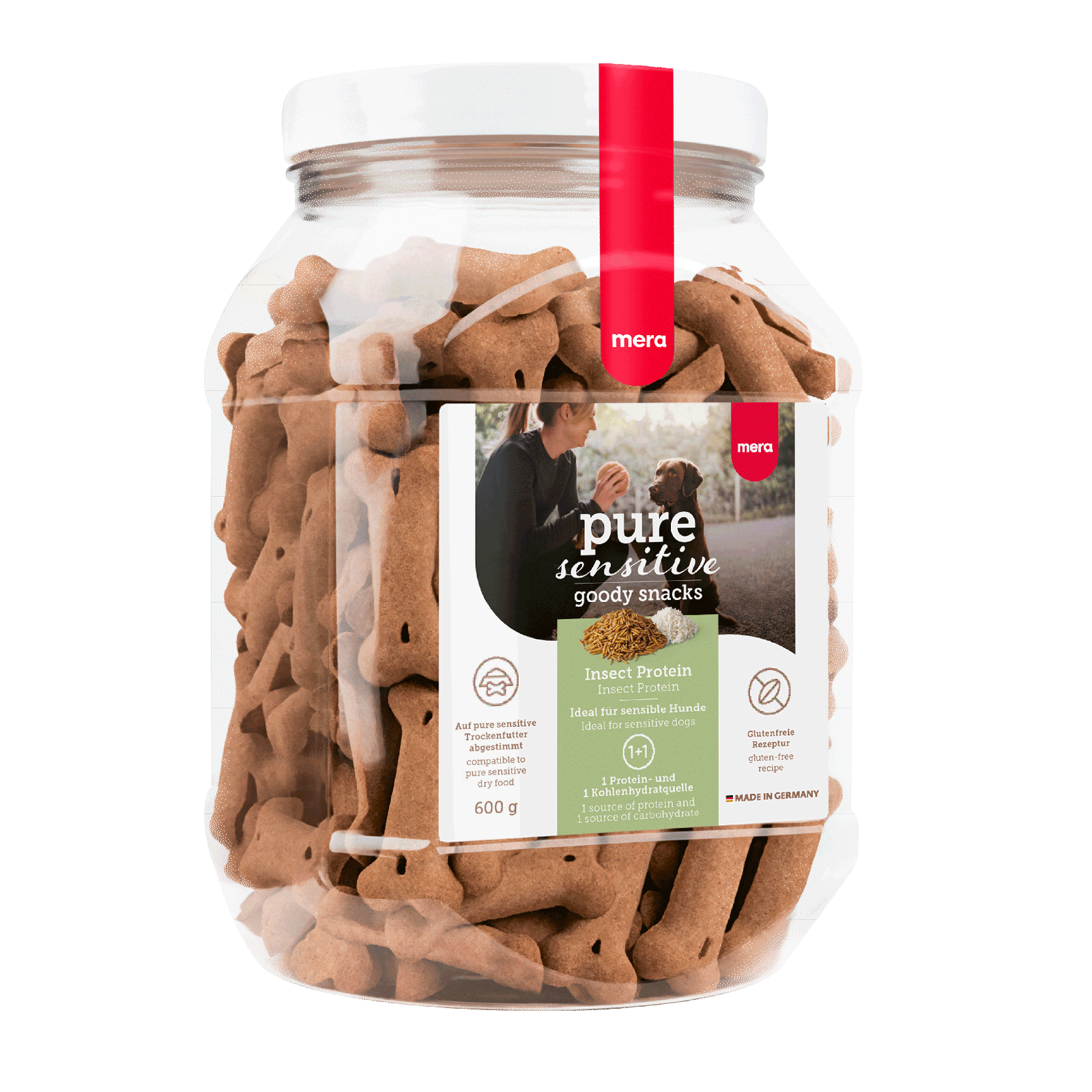 mera pure sensitive Goody Snacks Insect Protein | Belohnung für Hunde | Besonders für sensible Hunde und Allergiker geeignet 6x600g