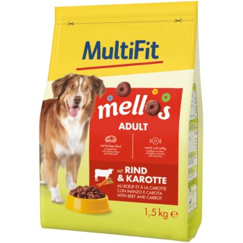 MultiFit Mellos Trockenfutter Hund Adult, Rind und Karotten 1,5 kg