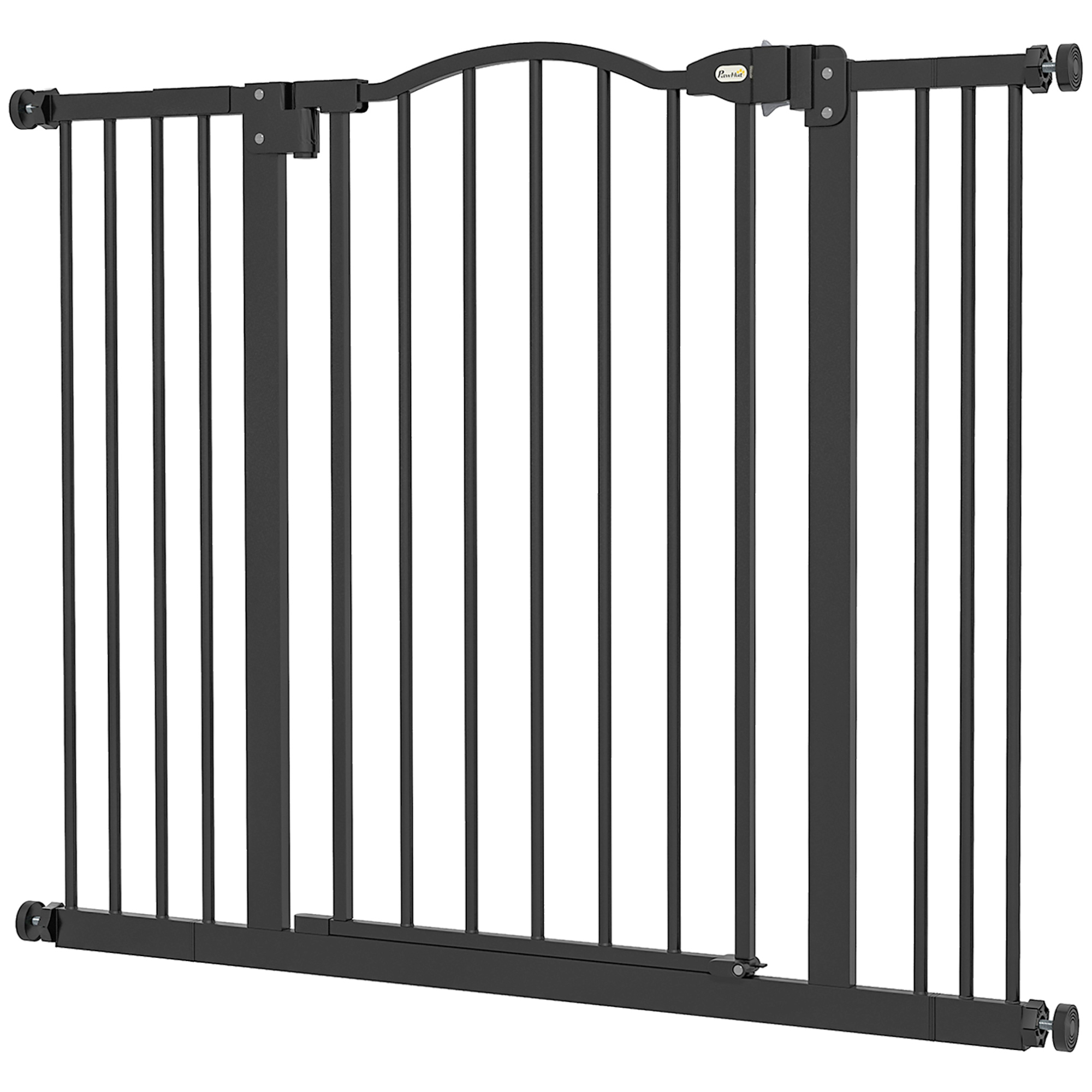 PawHut 78 cm Hundegitter für Innenräume, Sicherheits-Hundegitter, Erweiterbares Hundegitter 74-100 cm mit Doppelverriegelung und automatischer Schließung für Treppen und Tür, Schwarz