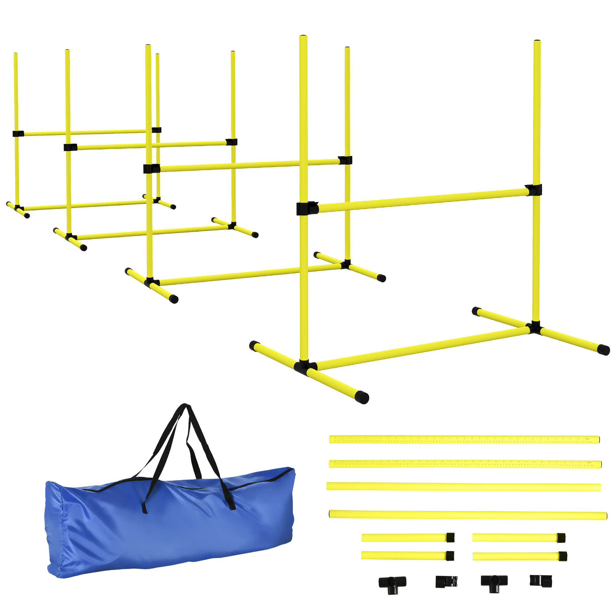 PawHut Agility Hürdenset 4 x Hürden Slalom Stangen Hunde Training Set aus Kunststoff Gelb 99x65x94cm für aktives Hundetraining .de