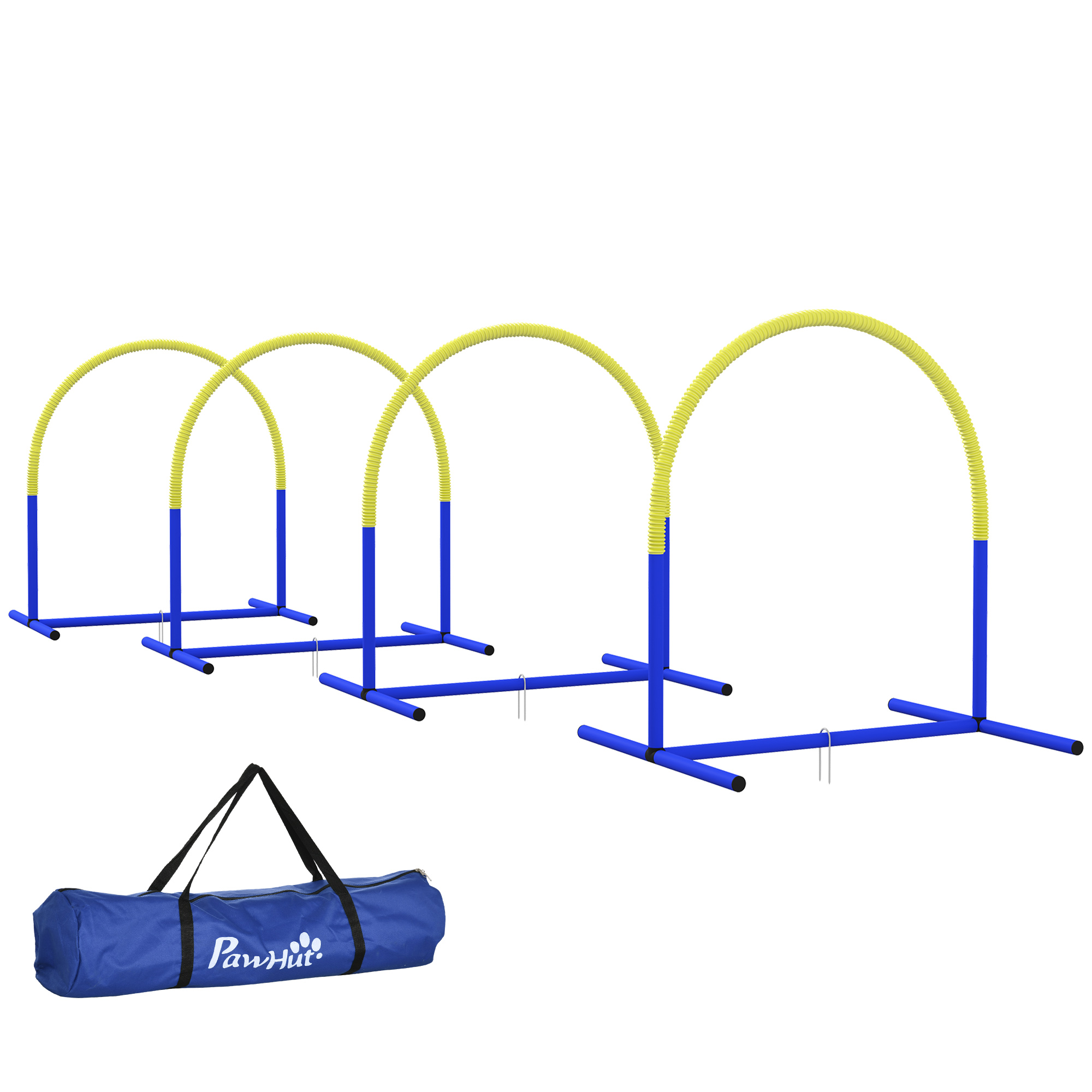 PawHut Agility-Set für Hunde 4-teilig, 88 x 64 x 95 cm, mit Tragetasche, tragbar, ideal für junge & ältere Hunde, PE & ABS, Gelb .de