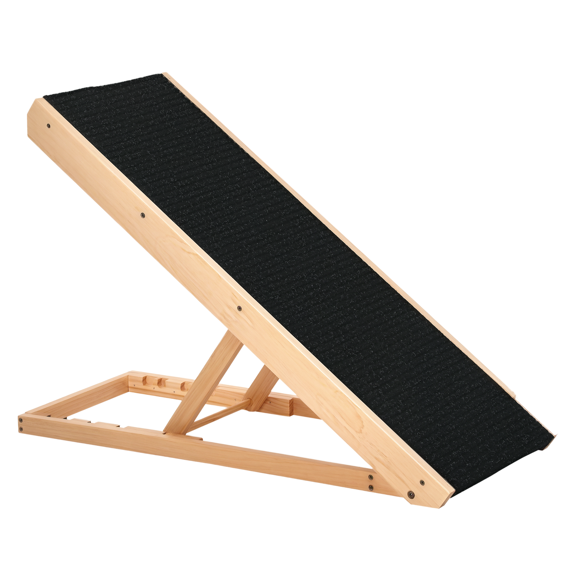 PawHut Haustierrampe verstellbare Hunderampe mit rutschfestem Teppich aus Kiefernholz und Polyester 90x40x61cm für Hunde & Katzen .de
