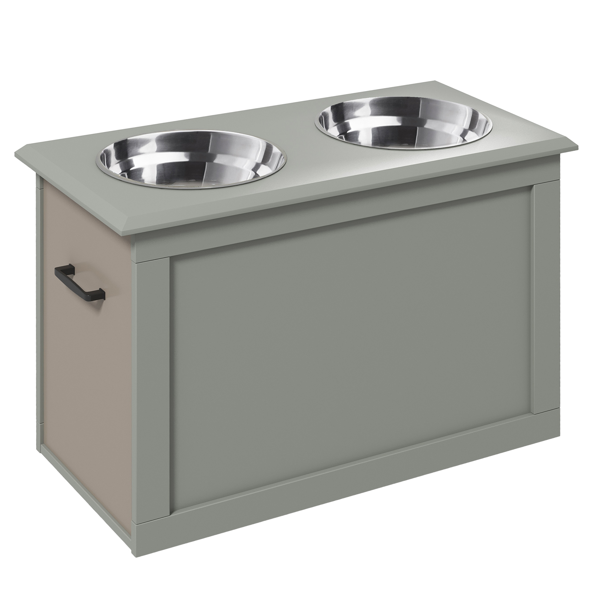 PawHut Hunde Futternapf mit Stauraum 2 Edelstahlnäpfe Futterstation Grau 60x30x41cm für Hunde .de