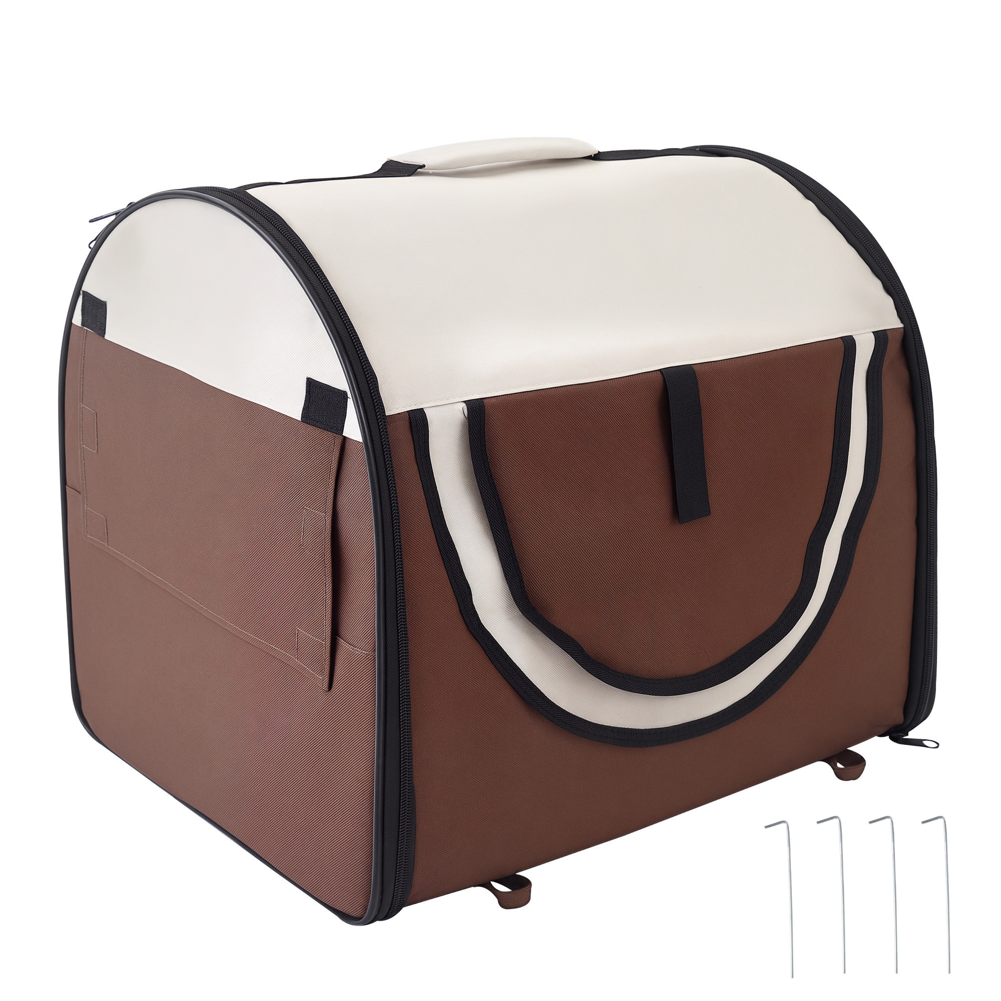 PawHut Hundebox Faltbare Hundetransportbox & Haustierrucksack mit Kissen, wasserdicht, Oxfordstoff, Kaffee
