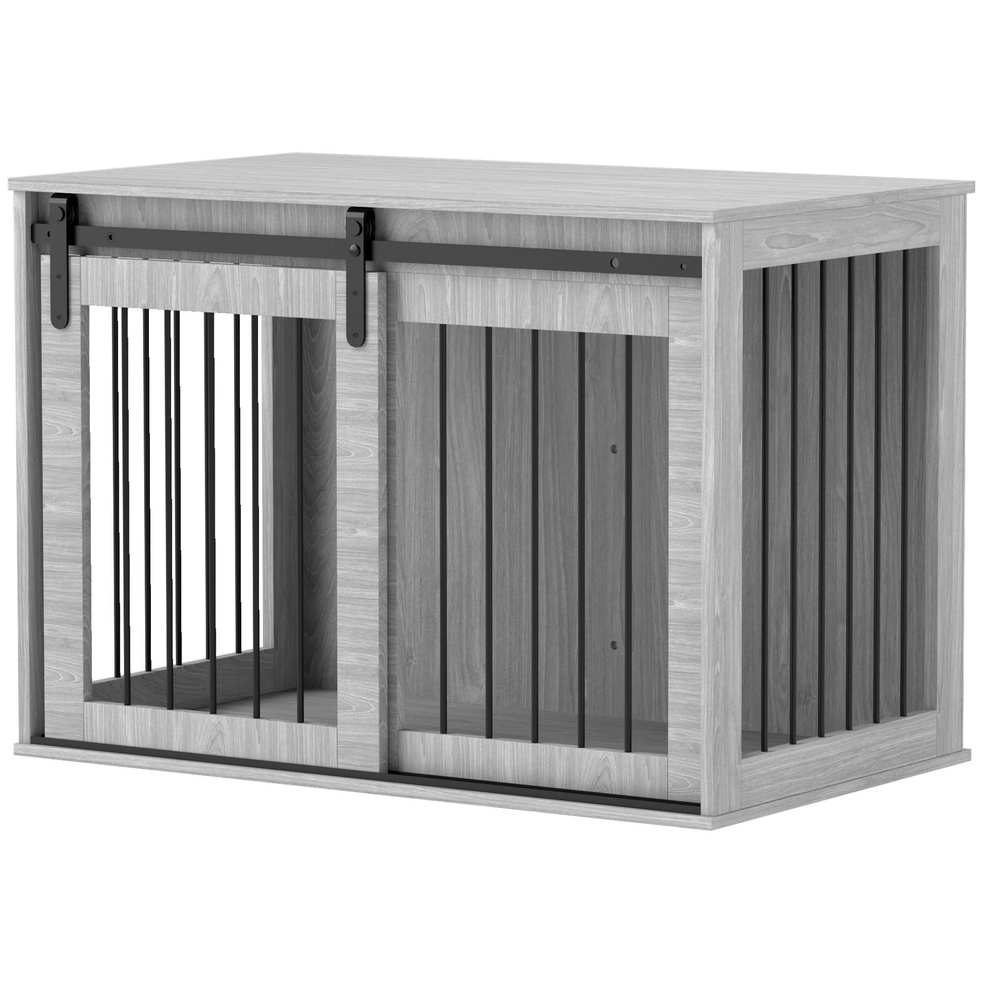 PawHut Hundekäfig für Zuhause, 98 x 58 x 61 cm, Hundebox groß, Hundebox mit schiebetür, Grau .de