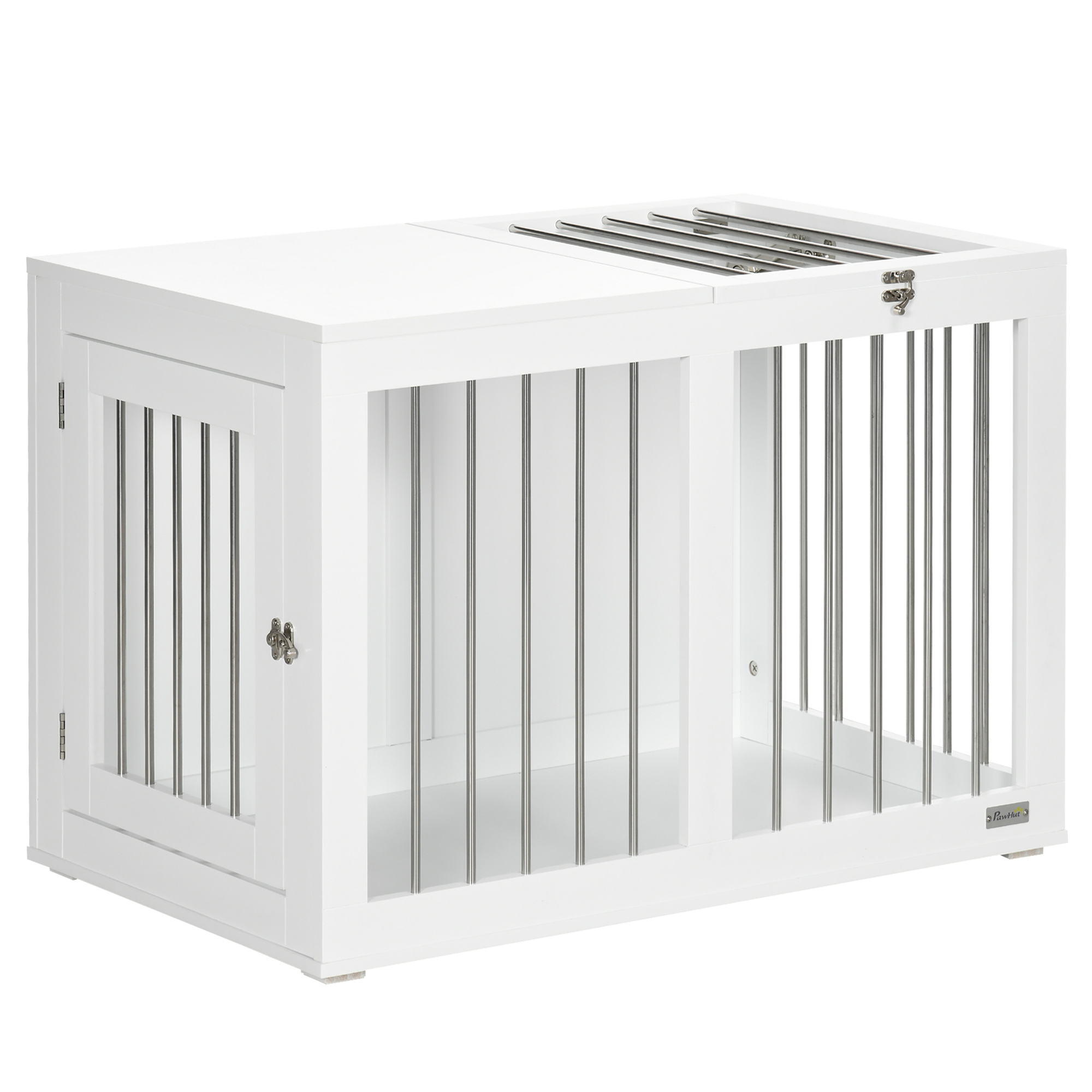 PawHut Hundekäfig Haustierkäfig für mittelgroße Hunde 80 x 50 x 56,5 cm mit Türen und Transportfunktion in Weiß .de