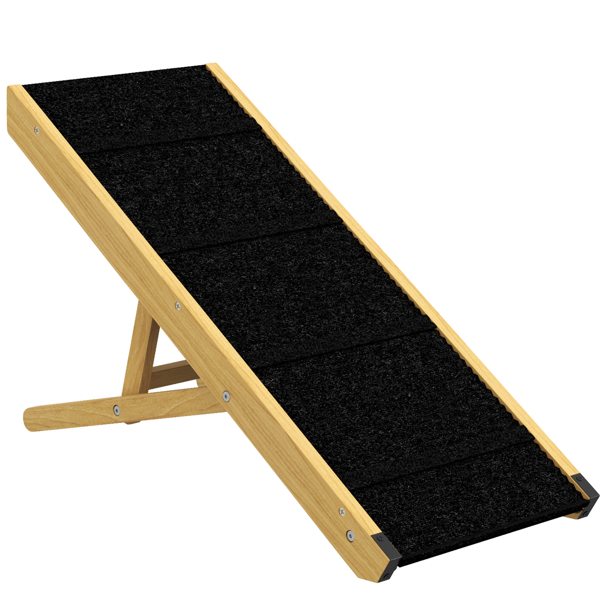 PawHut Hunderampe Klappbar, Höhenverstellbar Haustierrampe, Rutschfest Hundeeinstiegshilfe für kleine und mittelgroße Hunde bis 15 kg, 83,5 x 35 x 47,5 cm, Natur