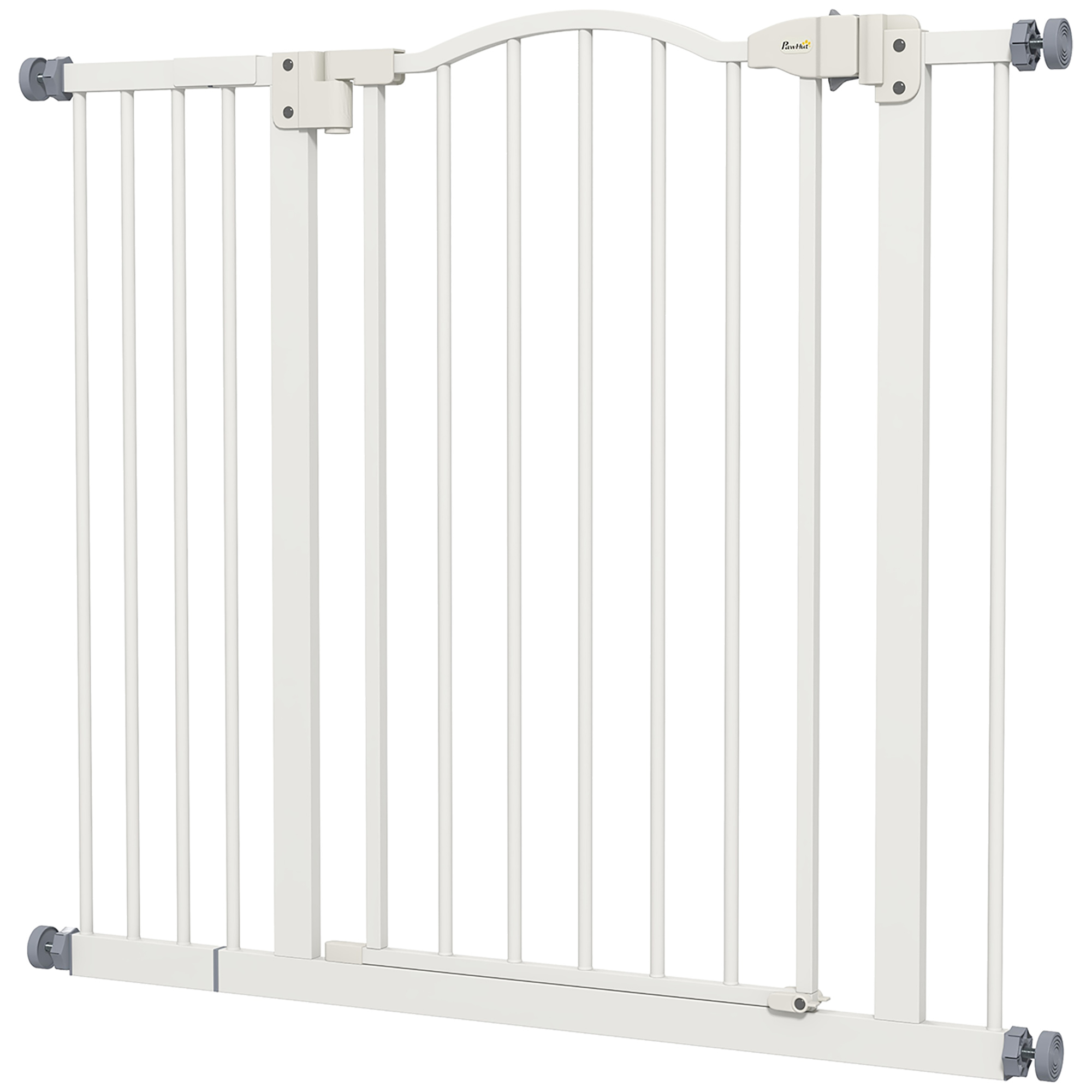 PawHut Hundeschutzgitter Erweiterbar 74-94 cm für Türen und Treppen Hundesicherheitstür mit Druckmontage und Doppelverriegelung Weiß