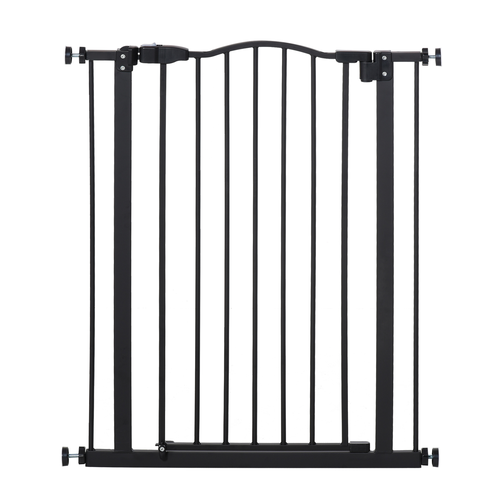PawHut Hundeschutztür zum Ausziehen 74-80 cm, druckmontierte Treppenschutztür ohne Bohren, Doppelverriegelung, automatische Schließung, Höhe 94 cm, Schwarz