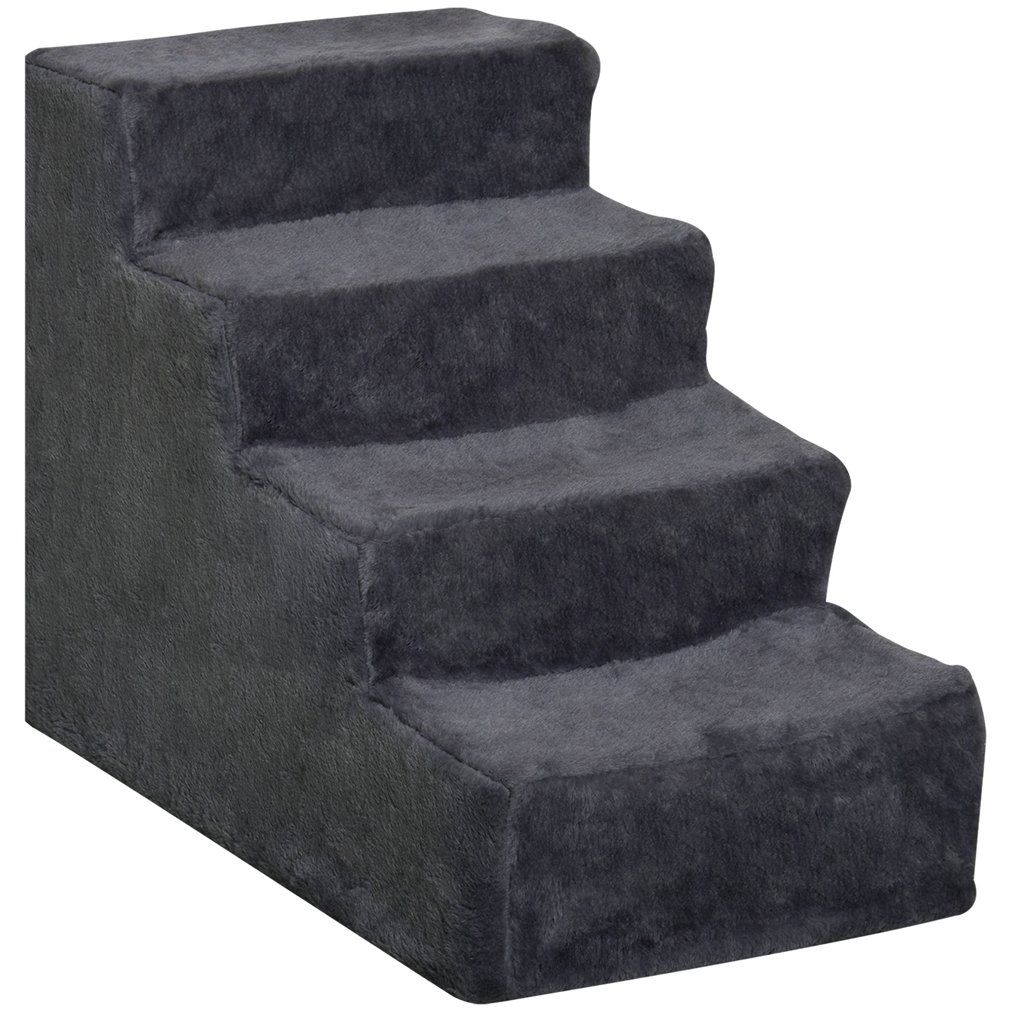 PawHut Hundetreppe 4 Stufen 44 cm Hoch Haustiertreppe für Kleine Hunde Katzentreppe Hunderampe mit Waschbar Bezug Einstiegshilfe für Bett, Sofa, Couch Dunkelgrau
