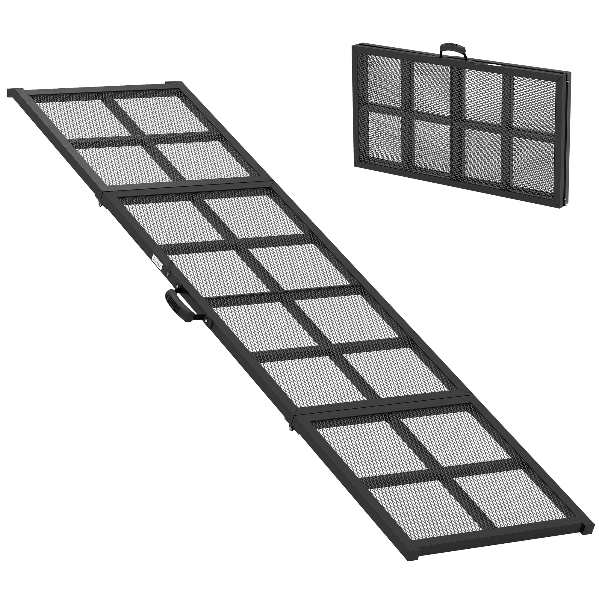 PawHut Klappbare Hunderrampe aus Stahl - Hundetreppe mit rutschfester Oberfläche - Auto-, SUV-, Lkw-, Sofa-, Bett-Rampe, 191 x 50 x 4 cm, Schwarz