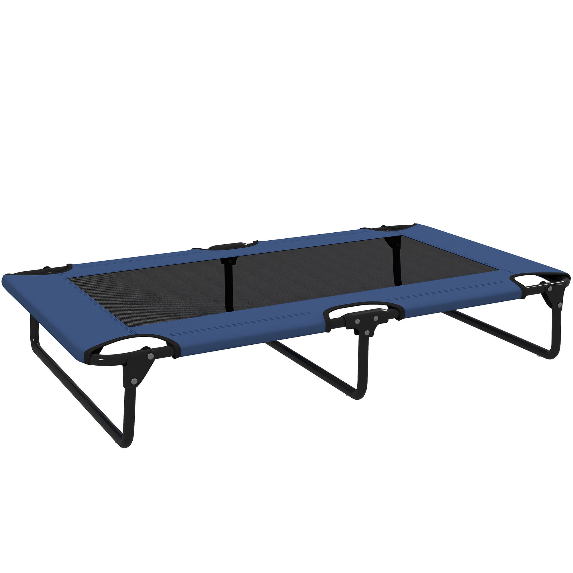 PawHut Klappbares, kühlendes erhöhtes Hundebett, atmungsaktives Mesh, Stahlfüße für drinnen und draußen 107 x 61 x 20 cm dunkelblau