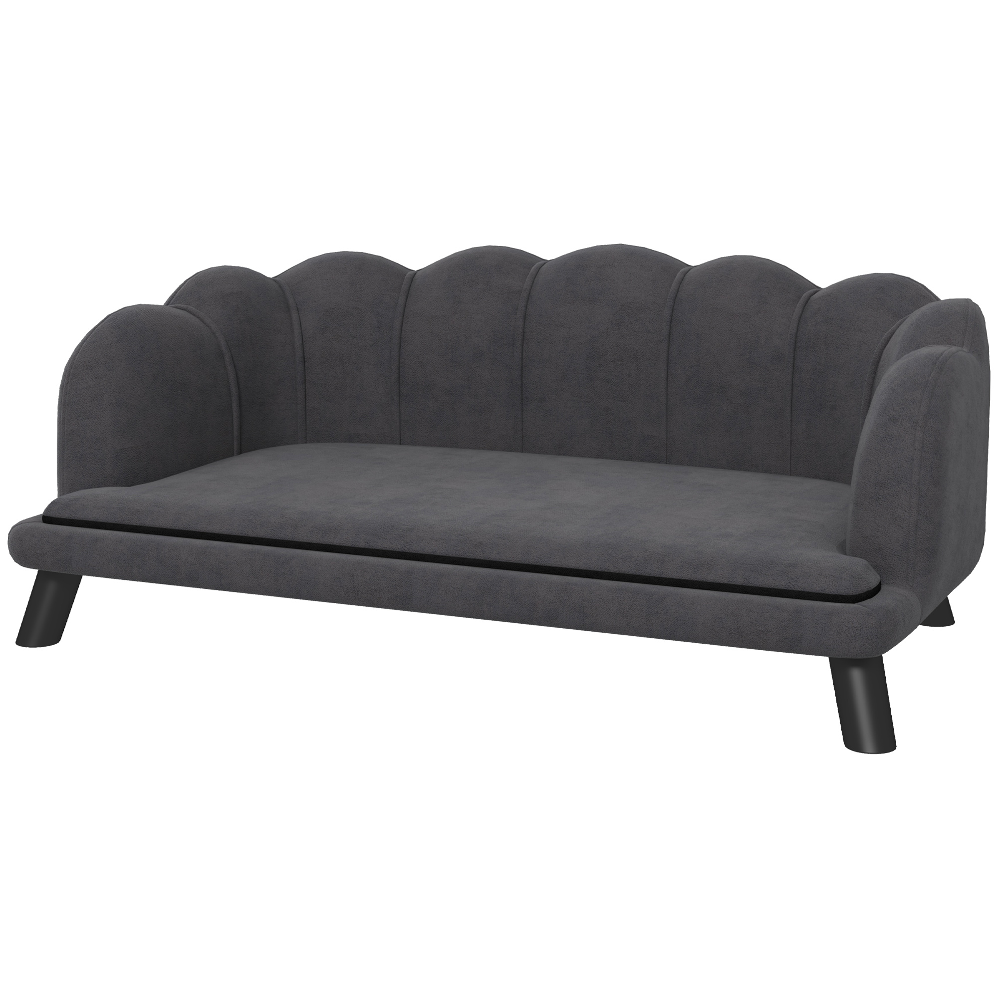 PawHut Luxus-Hundesofa Rückenlehne Holzbeine Dunkelgrau 98,5x60,5x35,5cm