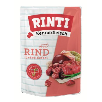 RINTI Kennerfleisch Nassfutter Hund, Adult, Pouch Rind 10x400 g
