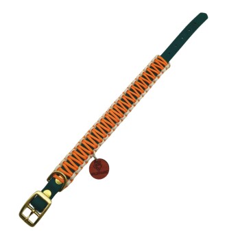 Wildfang Hundehalsband "Waldgeflüster" aus Biothane mit Paracord creme/ türkis M