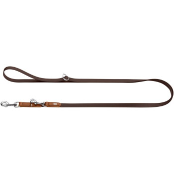 Dog Sport HUNTER stufenlos verstellbare Hundeführleine wolmar biothane x leder braun 1,6 cm
