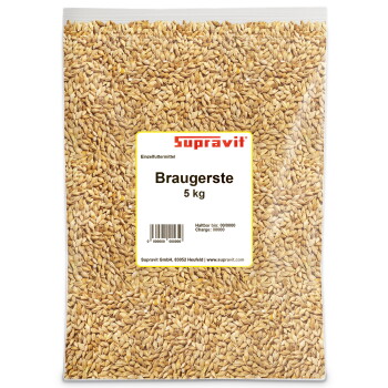 Supravit Braugerste - Ergänzungsfutter für Hühner und Tauben - energiereiches Zusatzfutter liefert wertvolle Kohlenhydrate - leicht verdaulich und gut verträglich 5 kg